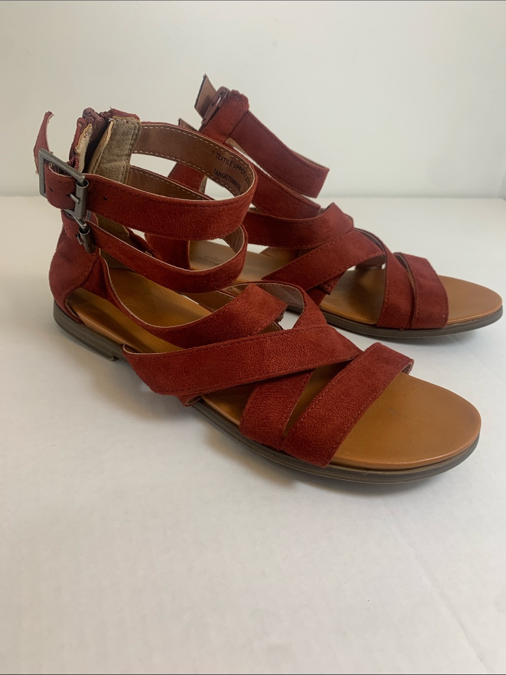 Universal Thread Rust Brown Suede Strappy Gladiator Sandals